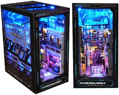 Spilay DIY Book Nook Kit, DIY Dollhouse Booknook Bookshelf Insert Decor Alley, Bookends Model Build-Creativity Kit with LED Light for Teens and Adults Birthday TC36 by SpilayDIYDollhouseMiniature