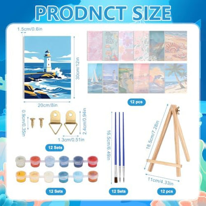 12 Set Paint by Numbers Kit for Adults Beginner with 8x12 In Ocean Painting - Image 3