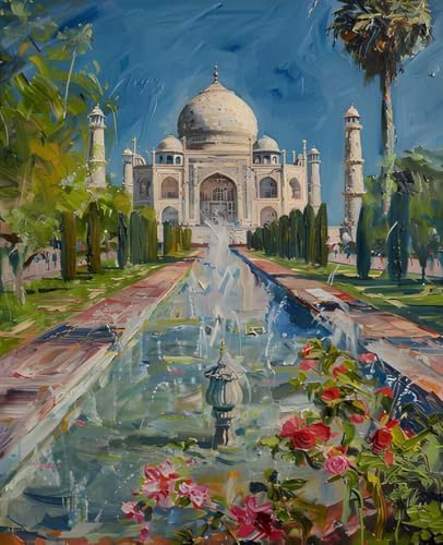Paint by Numbers Kit for Adults Beginner, Landscape Paint by Numbers Castle, DIY Easy Acrylic Watercolor Oil Painting Kit with Brushes, Arts and Crafts for Adult for Home Wall Decor 40x54 in A-47 by Unknown