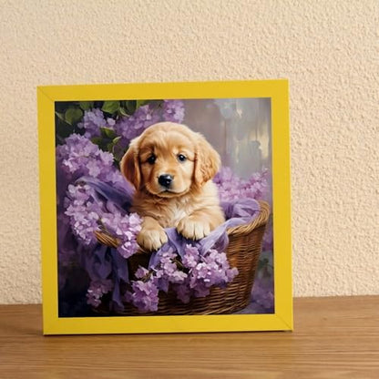 5DDIYART Dog Flowers Paint by Numbers for Adults Beginner, Paint by Number Kits on Canvas, Easy Acrylic Painting Home Wall Decor 15.7x15.7 inch - Image 5