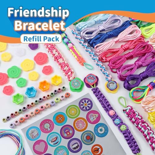DDAI Friendship Bracelet Refill Pack for Kids 6+ – Bracelet Making Refill Supplies with Extra Cords, Charms & Stickers, DIY Arts and Craft Accessories - Image 2