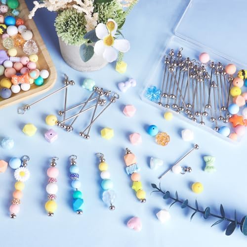 30 Pack Beadable Keychain Bars DIY Blank Beadable Keychains - Image 5