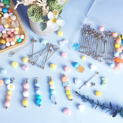 30 Pack Beadable Keychain Bars DIY Blank Beadable Keychains - Image 5