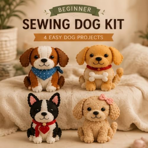 Sewing Kit for Beginners, DIY Felt Sewing Craft Kit with Pre-Cut Fabric & Instructions, Handmade Plush Animal Craft Set for Adults & Teens (Bird) (Dog) - Image 4