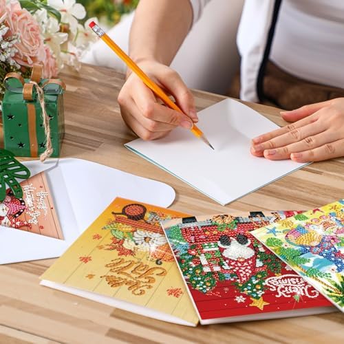 Saillong 12 Pack Holiday Diamond Painting Greeting Card Kit Seasonal Diamond Art Cards with Envelopes Summer Patriotic 5D Rhinestones Painting Making Kit for Adult DIY Craft Family Friend Holiday Gift - Image 4