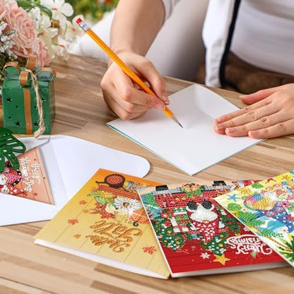 Saillong 12 Pack Holiday Diamond Painting Greeting Card Kit Seasonal Diamond Art Cards with Envelopes Summer Patriotic 5D Rhinestones Painting Making Kit for Adult DIY Craft Family Friend Holiday Gift - Image 4