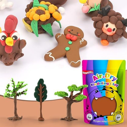 ifergoo 100g Brown Air Dry Clay, 3.5oz DIY Creative Modeling Clay for Kids - Image 6