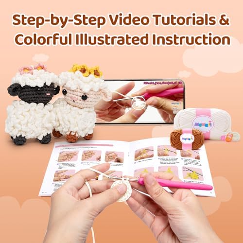 Mewaii Crochet Kit for Beginners, 2 Pack Lambs Craft Set - Image 3