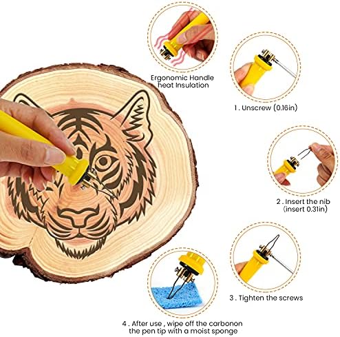 Wood Burning Kit Temperature Adjustable Pyrography Machine,Wood Burning Tool, 60W Digital Wood Burner with 30PCS Pyrography Wire Tips for Wood, Leather, Gourd - Image 3