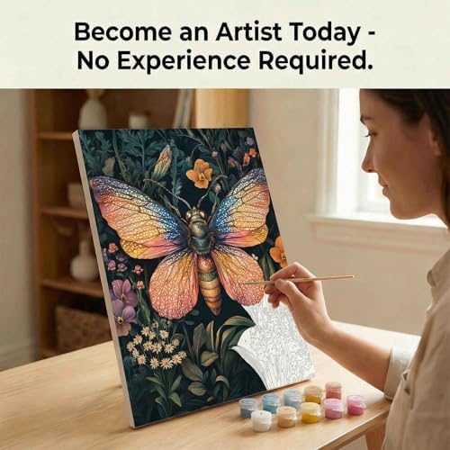 Amphol Paint by Numbers Kit for Adults - 16x20 In Moth DIY Paint by Numbers Kit for Beginners, Oil Painting Kit on Unframed Canvas Art for Home Wall Decor, Stress Relief with Acrylic Paint & 3 Brushes - Image 4