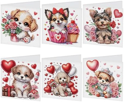 JISHSHAY 6 PCS Diamond Art Greeting Cards Dog Diamond Painting Birthday Cards Animal Gem Art Gem Painting Mosaic Kits for Adults for Thanksgiving Anniversary Valentine Graduation All-Occasion by Unknown