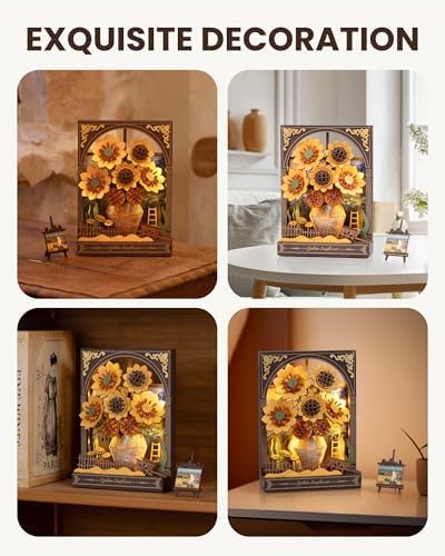 rowood Sunflower 3D Puzzles for Adults,Mother's Day DIY Vincent Van Gogh Painting Artwork Craft Kits for Adults,Home Decor Botanical Collection Gift on Christmas/Birthday for Friends Family - Image 6
