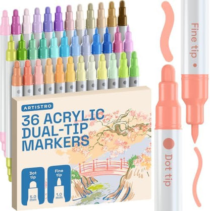 ARTISTRO Pastel Dual-Tip Acrylic Paint Marker Pens - Set of 36 by ARTISTRO