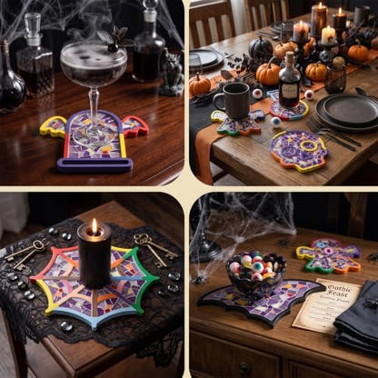 6 PCS Halloween Coasters, Mixed Color DIY Glass Mosaic Tiles for Crafts - Image 6