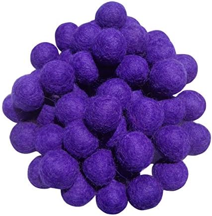 Elaine Room 2cm 20mm Wool Felt Balls Beads 100% Natural Wool Felting Woolen Felted Fabric for Home Decor Dream Catcher DIY Garland Crafts Handcrafts Project DIY (Violet 50pcs) by Elaine+Room