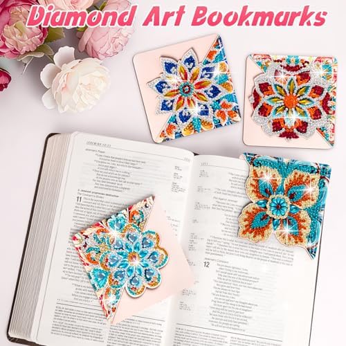 WIVICO 4Pcs Diamond Painting Bookmarks, Diamond Pearl Art Kits for Adults - Image 2