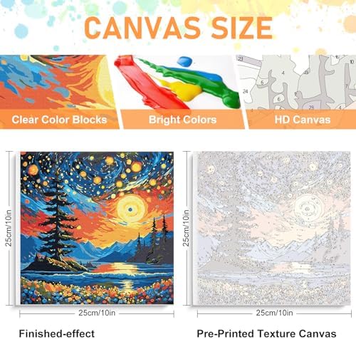 Offito Framed Paint by Numbers Kit for Adults Beginners, Starry Night - Image 2