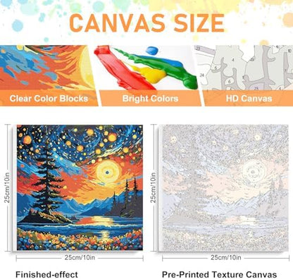 Offito Framed Paint by Numbers Kit for Adults Beginners, Starry Night - Image 2