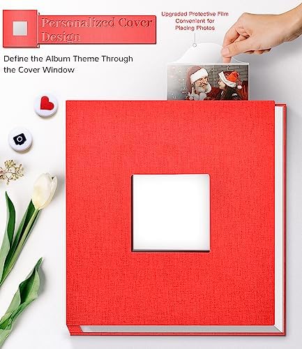 Artfeel Photo Album Self Adhesive Scrapbook Album for 3x5 4x6 5x7 8x10 Pictures,40 Pages Linen Cover with Display Window DIY Photo Book,Ideal Gifts for Family Travel Wedding Baby - Image 2