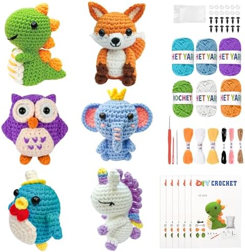 Mobelixy 6PCS Crochet Kit for Beginners, 2026 Christmas Knitting Kit with Step-by-Step Video Tutorials, Beginner Crochet Kit for Adults (Blue) by Unknown