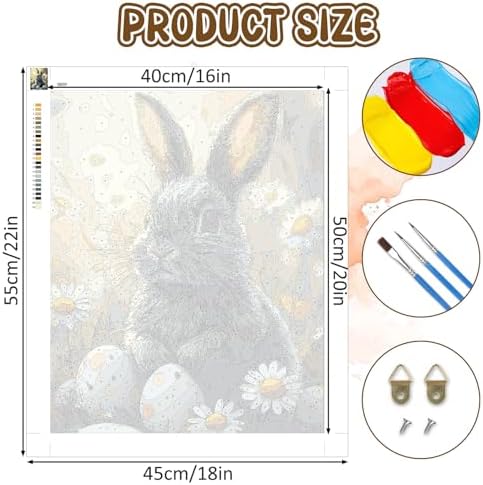 RICUVED Easter Paint by Numbers for Adults, Rabbit Paint by Numbers Kit for Adults Beginners, Eggs DIY Acrylic Oil Painting on Canvas Easy for Gift Home Wall Decor 16x20 Inch - Image 4