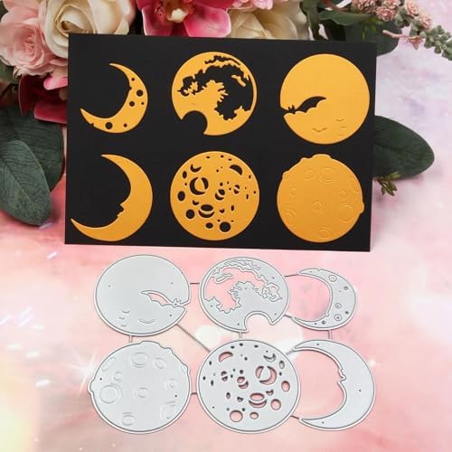 6Pcs/Set Halloween Moon Die Cuts for Card Making, Halloween Cutting Dies for DIY Scrapbooking Photo Album Decorative Embossing Paper Dies for Card Making Templated by Unknown