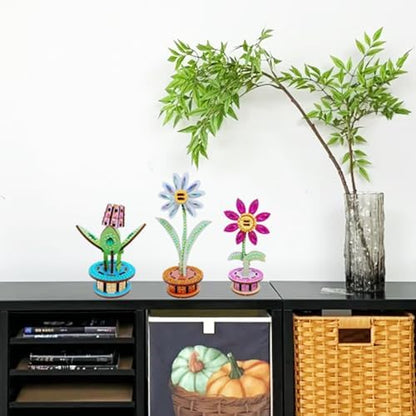 3D Wooden Flower DIY Kit with Sparkling Diamonds Layered Wood Crafts for Adults and Teens Home Decor Creative Building Project Unique Ornament Gift - Image 4