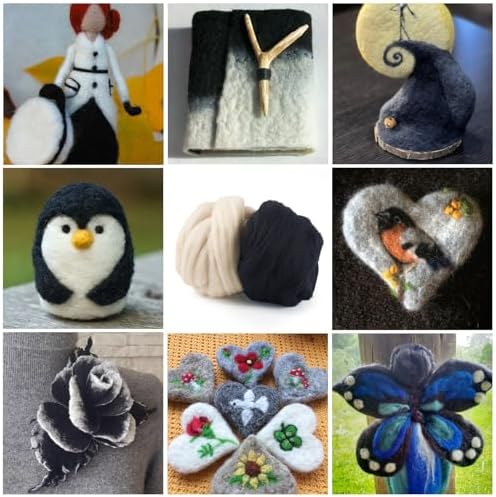 100G Needle Felting Wool Black Wool Roving for Needle Felting Beige Soft Spinning Wool Bulk for Felting DIY Crafts Hand Spinning Supplies - Image 3