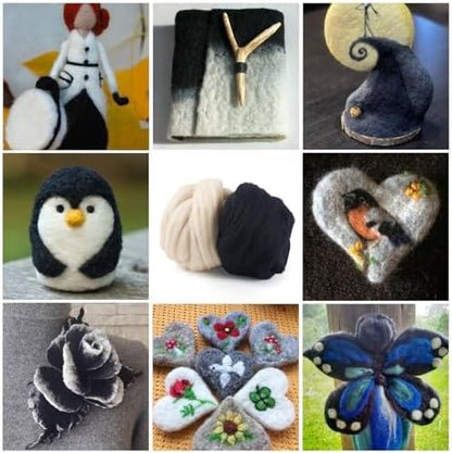 100G Needle Felting Wool Black Wool Roving for Needle Felting Beige Soft Spinning Wool Bulk for Felting DIY Crafts Hand Spinning Supplies - Image 3