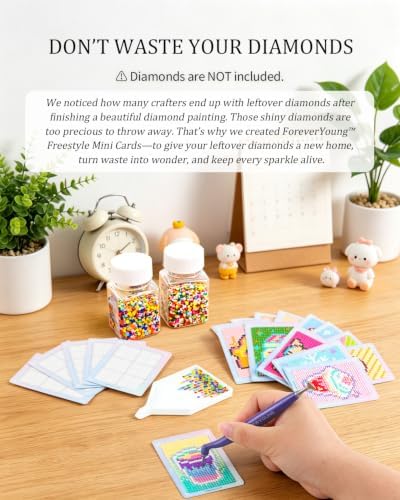 ForeverYoung Freestyle Mini Diamond Art Cards, Design B – Square, No Drills - Image 2