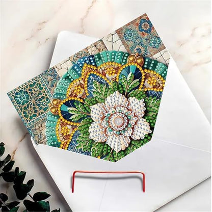 6 Pcs Diamond Painting Greeting Cards Kit Colorful Mandala Flower with Envelopes, 5D DIY Special Shaped Rhinestone Art Card Making Kits for Adults, Holiday Blessing Postcards, Creative Craft Gifts - Image 3