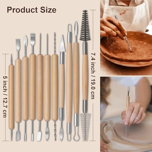 Amrules 31 Pcs Polymer Clay Sculpting Tools Kit for Adults, Light Yellow - Image 2