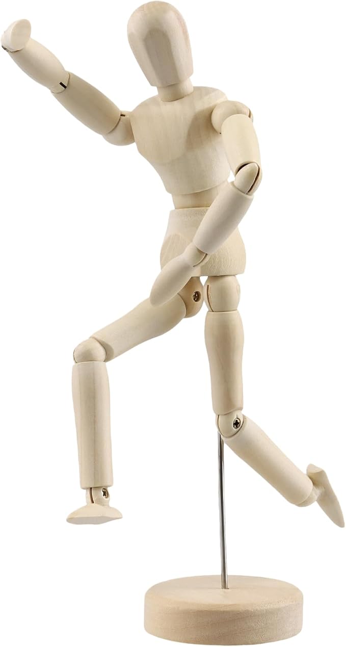 PINGEUI 8 Pack 8 Inch Wooden Artists Model, Wooden Art Figure Model with Stand, Movable Wooden Manikin for Artists, Sketching