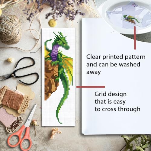 ORIGACH 6 Set Dragon and Loong Cross Stitch Bookmark Kit for Beginner - Image 3