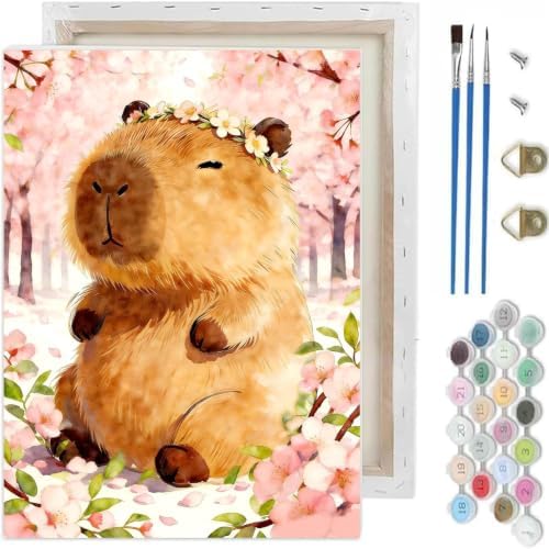 Paint by Numbers Kit for Adults-Capybaras, DIY Canvas Oil Painting 10x12In by TCDZMYGS