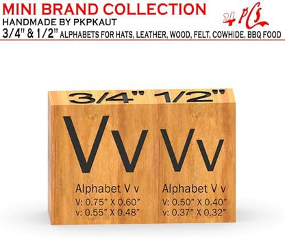 4Pcs Letters Branding Iron for Wood, Leather Branding Stamp (V v) - Image 2