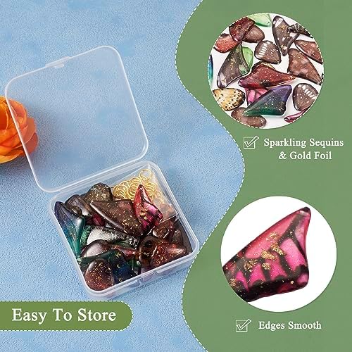 FASHEWELRY 24Pcs Resin Butterfly Wing Charms Insects Wing Charms 6 Colors Animal Feather Pendants with Jump Rings Earring Hooks for Crafts Jewelry Making - Image 5