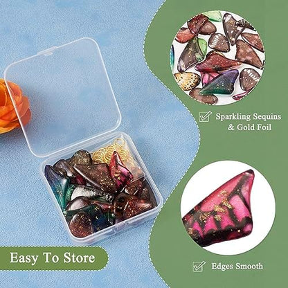 FASHEWELRY 24Pcs Resin Butterfly Wing Charms Insects Wing Charms 6 Colors Animal Feather Pendants with Jump Rings Earring Hooks for Crafts Jewelry Making - Image 5