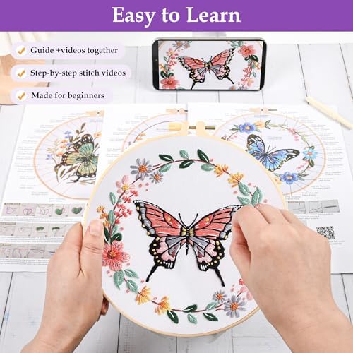 Uniartfy Butterfly Flower Embroidery Kit for Beginners, Cross Stitch Kits - Image 3
