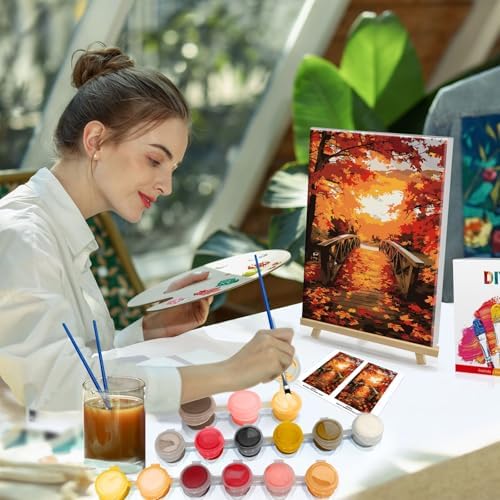 HeeBenor Framed Paint by Numbers Kit for Adults Fall Paint by Number - Image 3