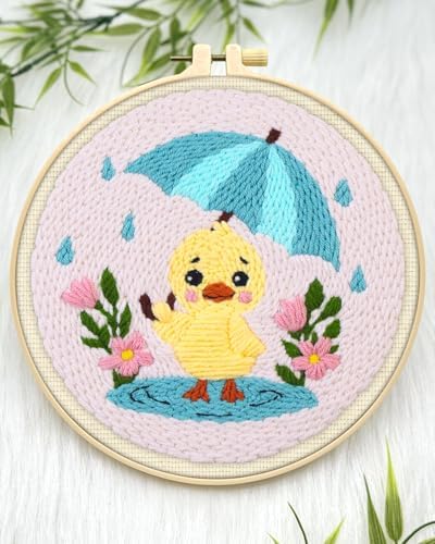 ERKOON Punch Needle Kit for Beginners Adults, DIY Easy Animal Embroidery Set for Starter Art Craft, Needling Punch Project with Patterns, Tools, Yarns, Hoop, Instruction (Duck) - Image 4