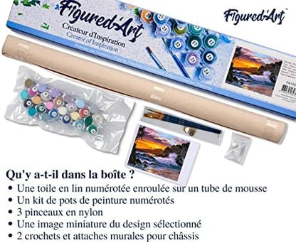 Figured'Art Paint by Numbers for Adults Cliff and Waves 16"x20" - Craft Art Painting DIY Kit Rolled Canvas Without Frame - Image 5