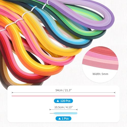 MECCANIXITY Paper Quilling Kit, 21.3 Inch 5mm Paper Quilling Strips with Blue Pen for Beginners DIY Hand Crafts Teaching Tools Flower Decoration(Red, Pack of 120) - Image 2