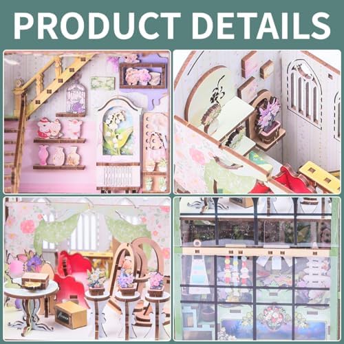 Insgen Miniature Florist Dollhouse DIY Flower Shop Booknook Building Set - Image 5