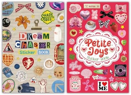 PRSTINCOL Vintage Sweetheart 2 in 1 Sticker Book Set, Includes Vintage and Sweetheart Each 30 Pages of Ephemera Stickers, Aesthetic Junk Journaling Supplies for Scrapbooking Adults,8.3 by 5.5 Inches by PRSTINCOL