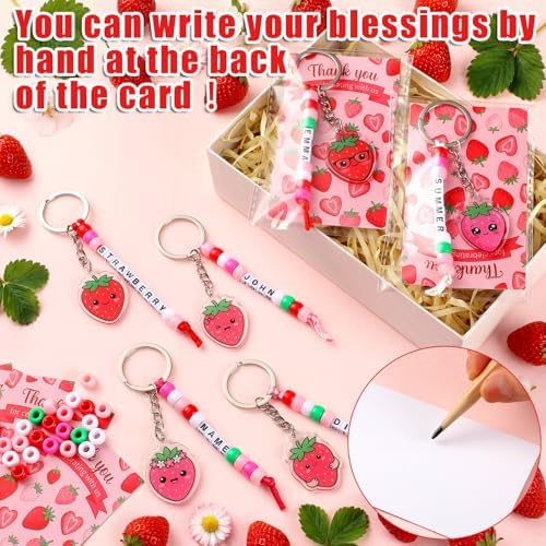 Suncalla 996 Pcs 24 Set Strawberry Keychain Making Kit DIY Charm Crafts - Image 4