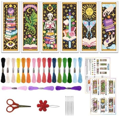 ORIGACH 6 Set Mystical Tarot & Books Cross Stitch Bookmark Kit for Beginner by ORIGACH
