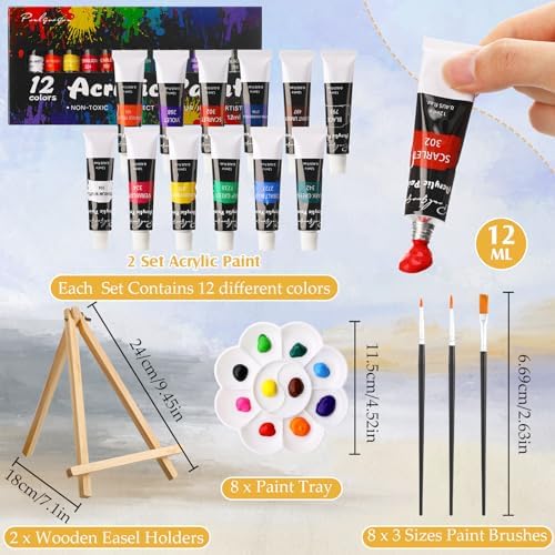 Cholemy 36 Pcs Paint and Sip Kit Gift for Adults 8''x10'',Flowers Woman - Image 2