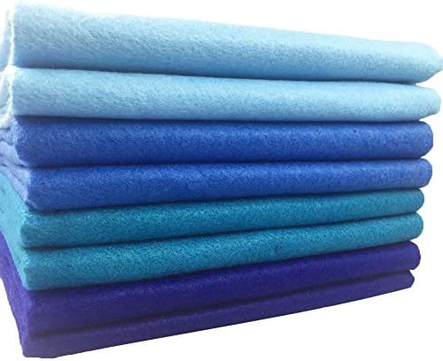 4pcs Thick 1.4mm Soft Felt Fabric Sheet Assorted Color Felt Pack DIY Craft Sewing Squares Nonwoven Patchwork (92x90cm Blue) by flic-flac
