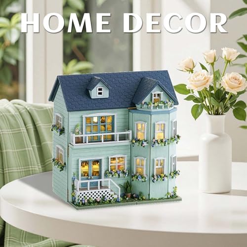 Kisoy Romantic and Cute Dollhouse Miniature DIY House Kit Creative Room Perfect DIY Gift for Friends, Lovers and Families (Warm House) - Image 6